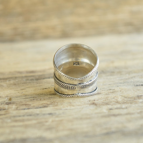 Sterling Silver Cigar Band Ring - Size 9